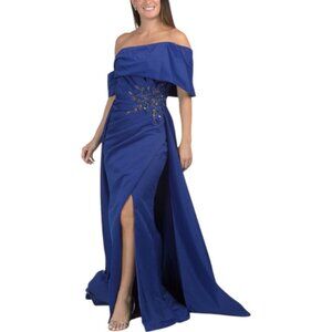 TERANI COUTURE Off The Shoulder Floral Sequin And Bead Applique Gown